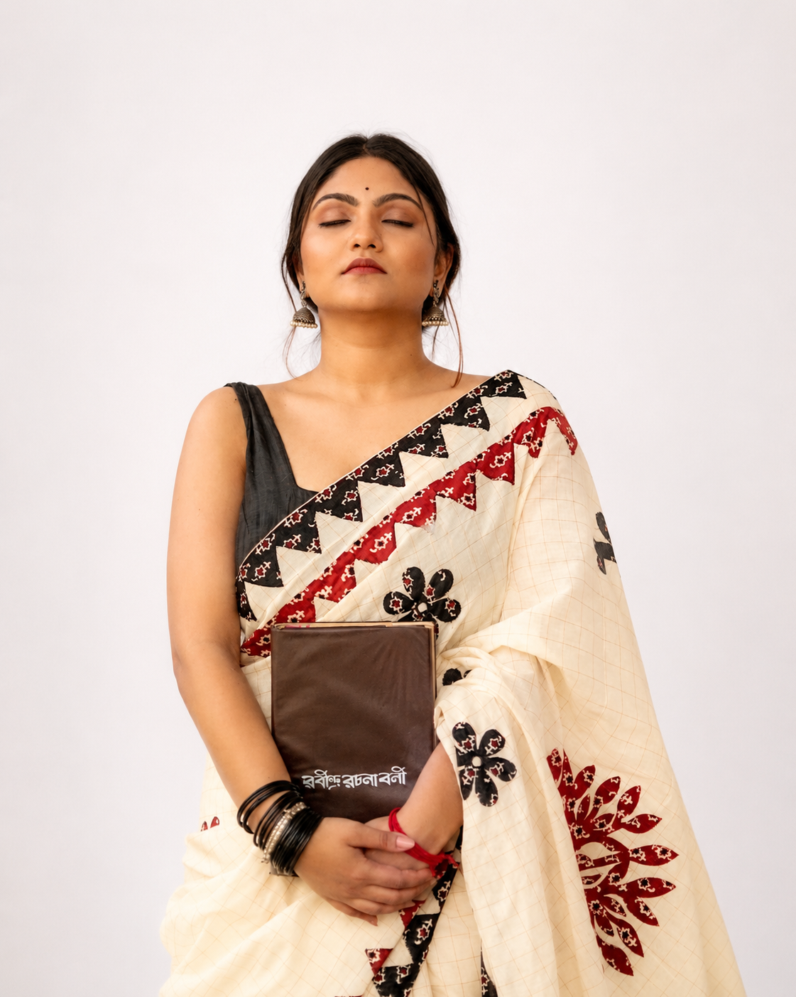 Ananya Khadi Cotton Saree With Ajrakh Applique Work