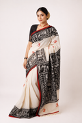 Chandramukhir Sahaj Path Khadi Cotton Saree In Black White