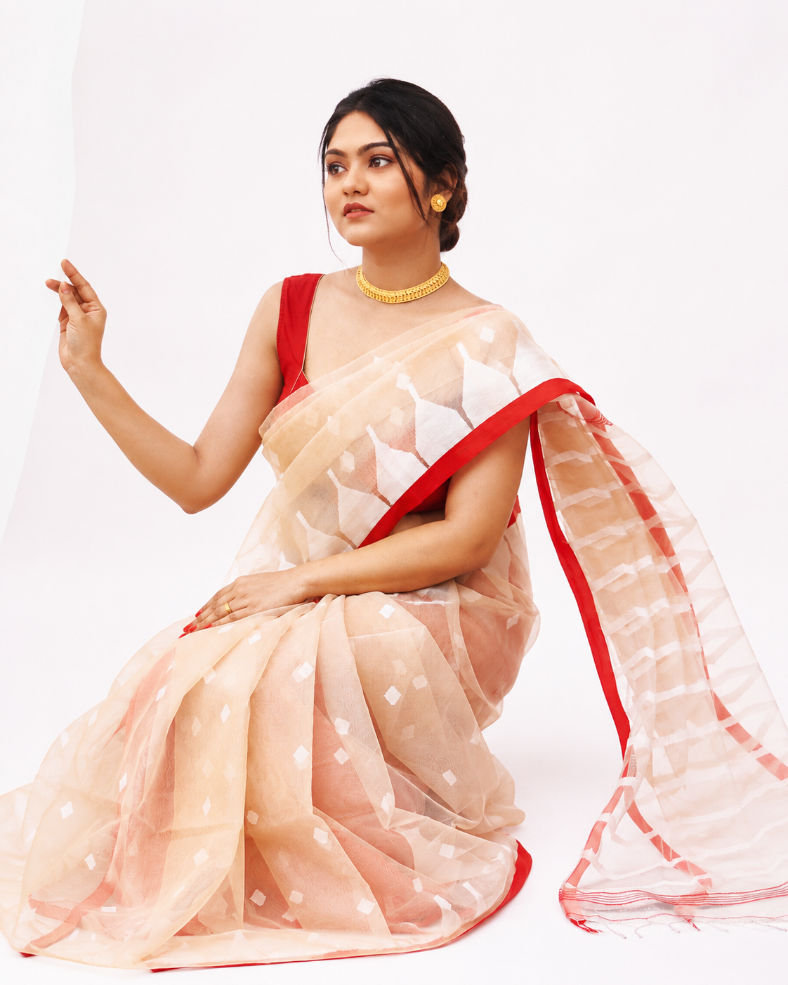 Chandrima Muslin Jamdani Style Saree