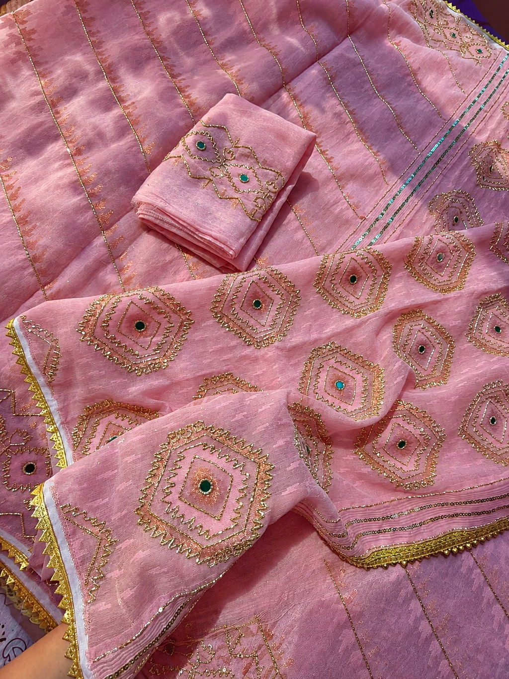 Cutdana Jamdani Saree (Peach)