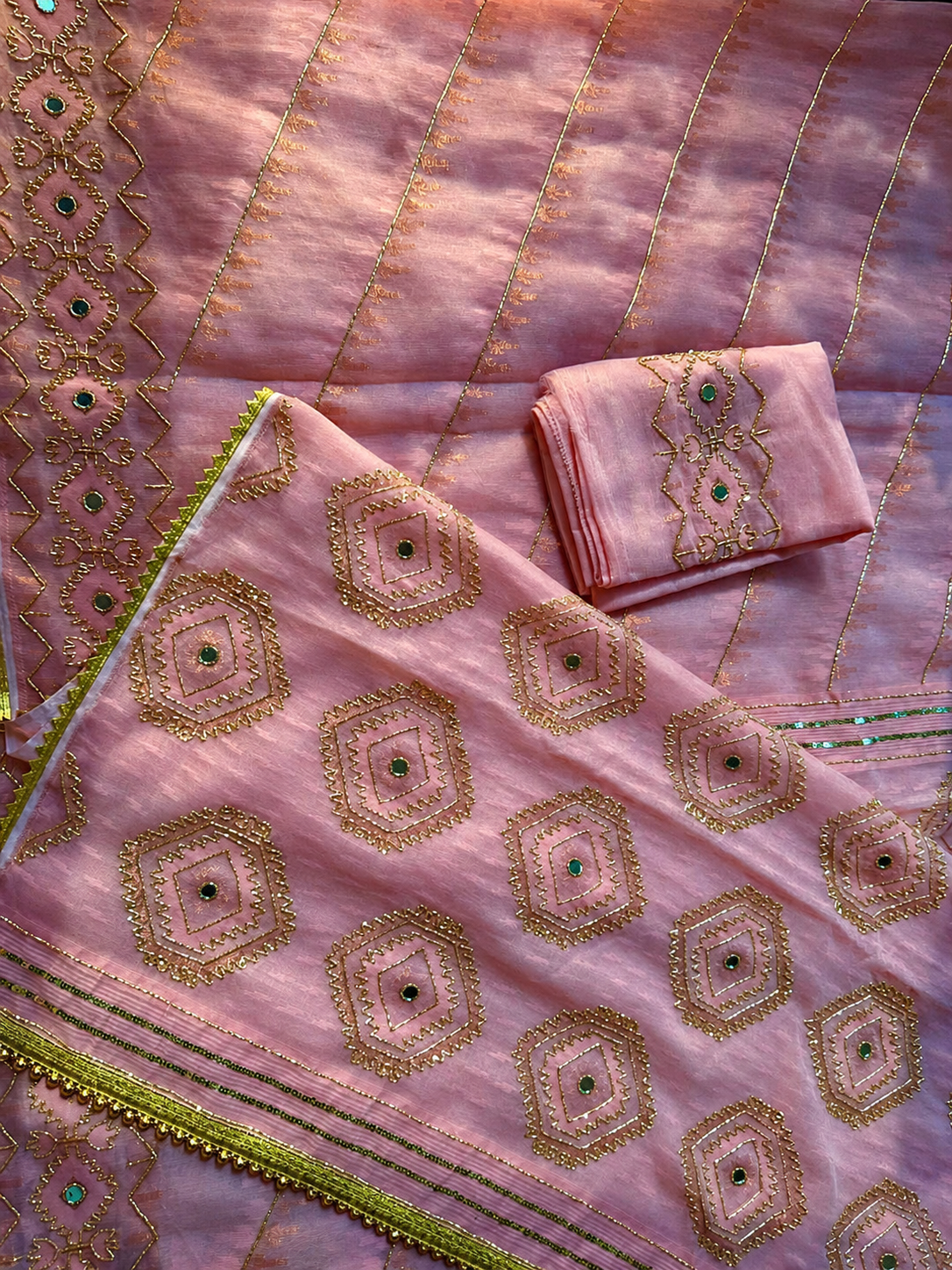 Cutdana Jamdani Saree (Peach)