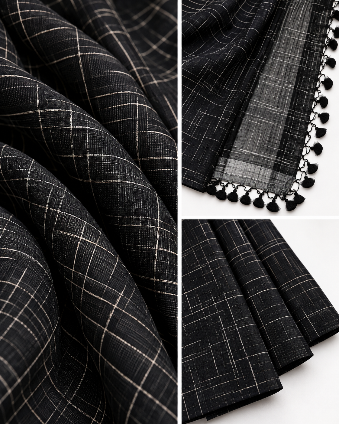 Black Kotki Mul-Cotton Saree