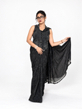Black Kotki Mul-Cotton Saree