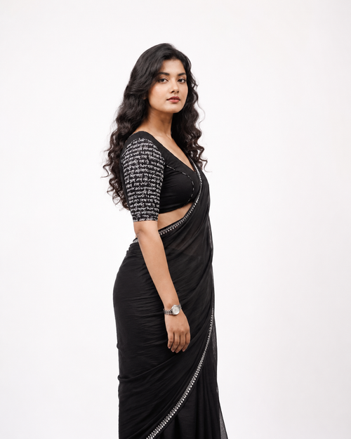 Eva Black Temple Border Dhaniakhali Saree