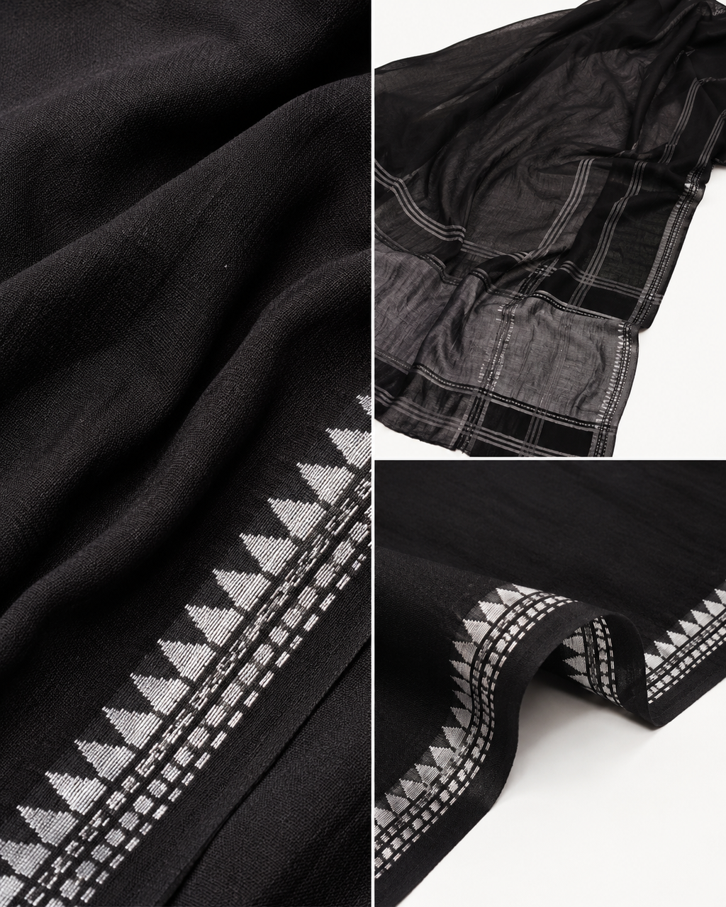 Eva Black Temple Border Dhaniakhali Saree