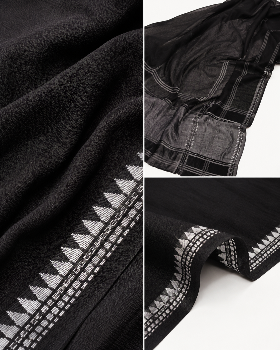 Eva Black Temple Border Dhaniakhali Saree