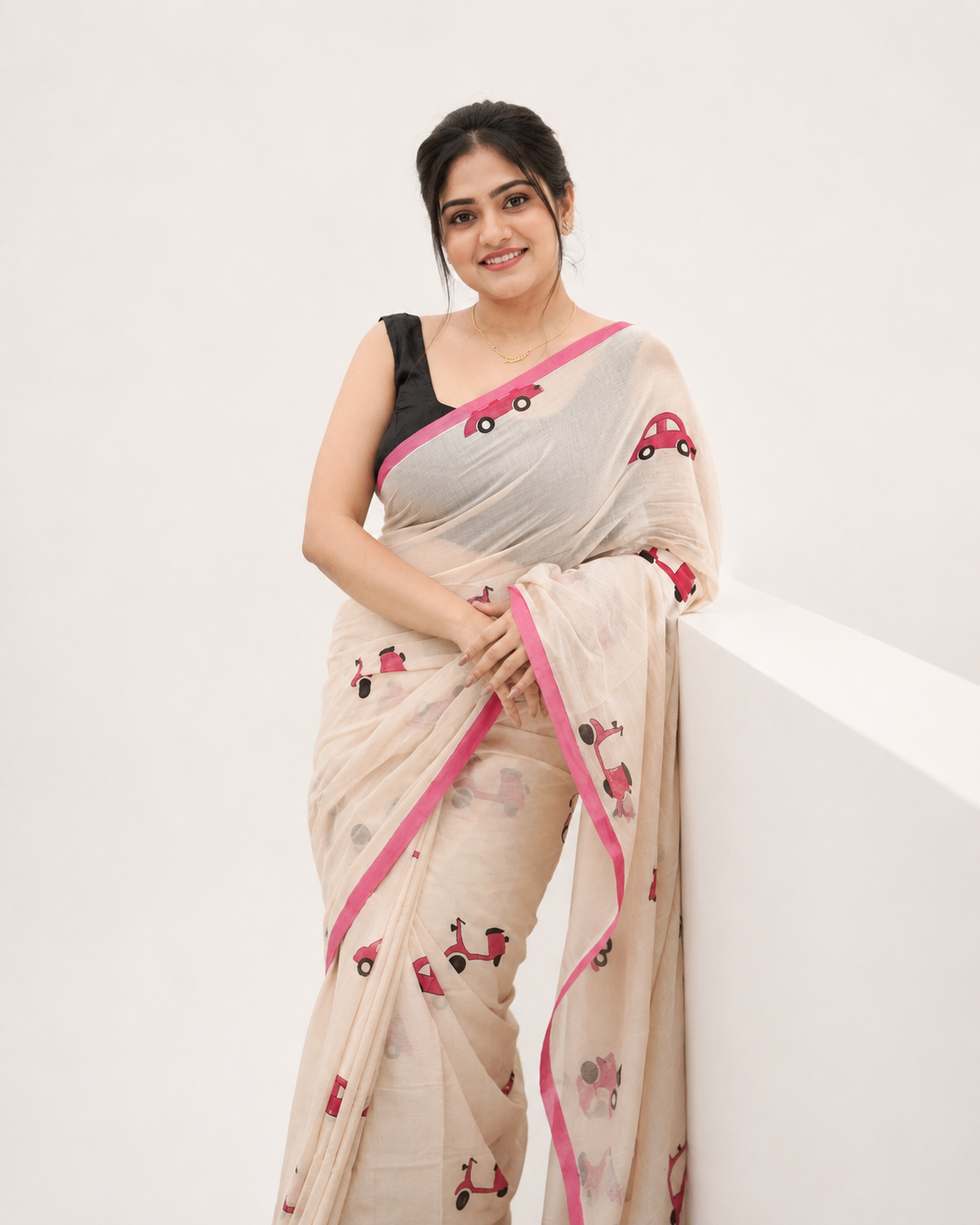 Gulabi Gaddi Mul Cotton Saree