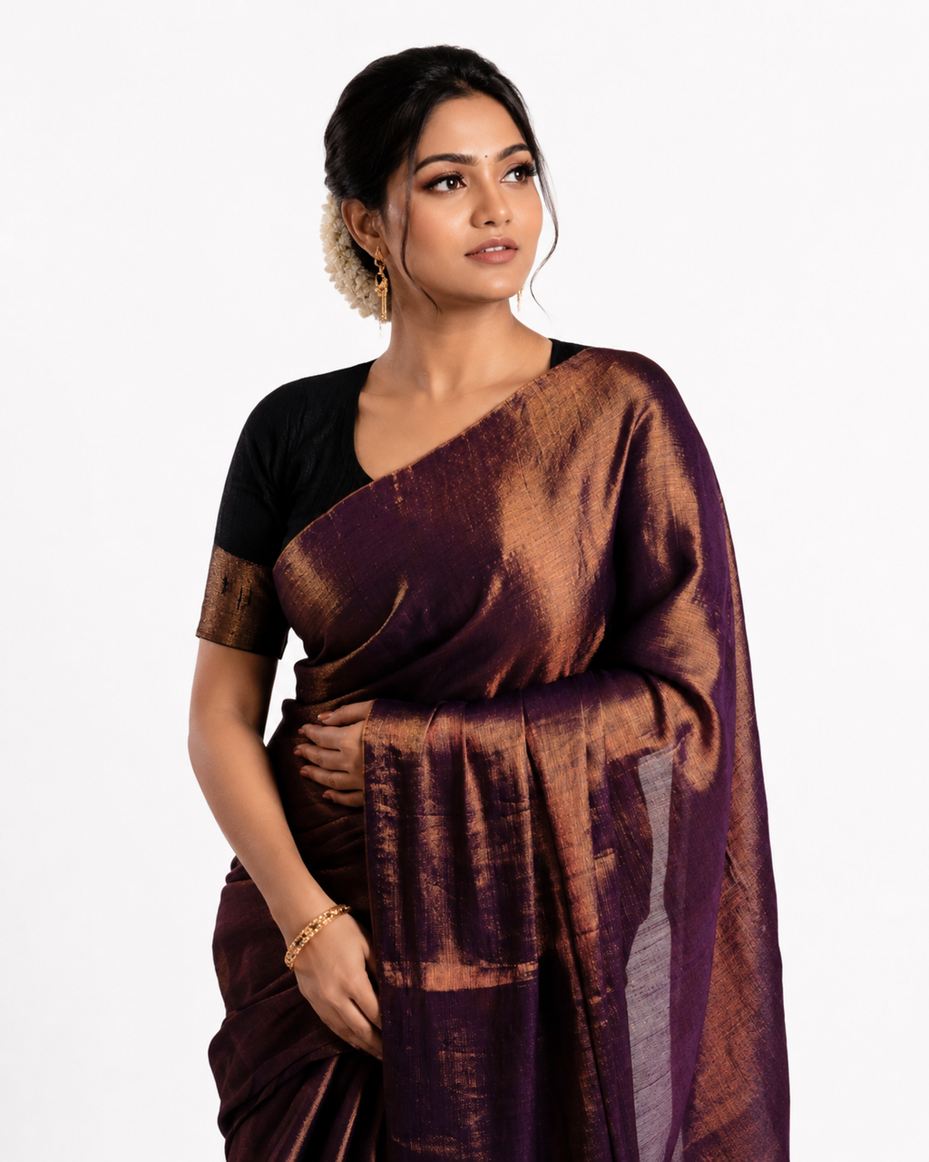 Kaamya Tissue Silk Saree In Purple
