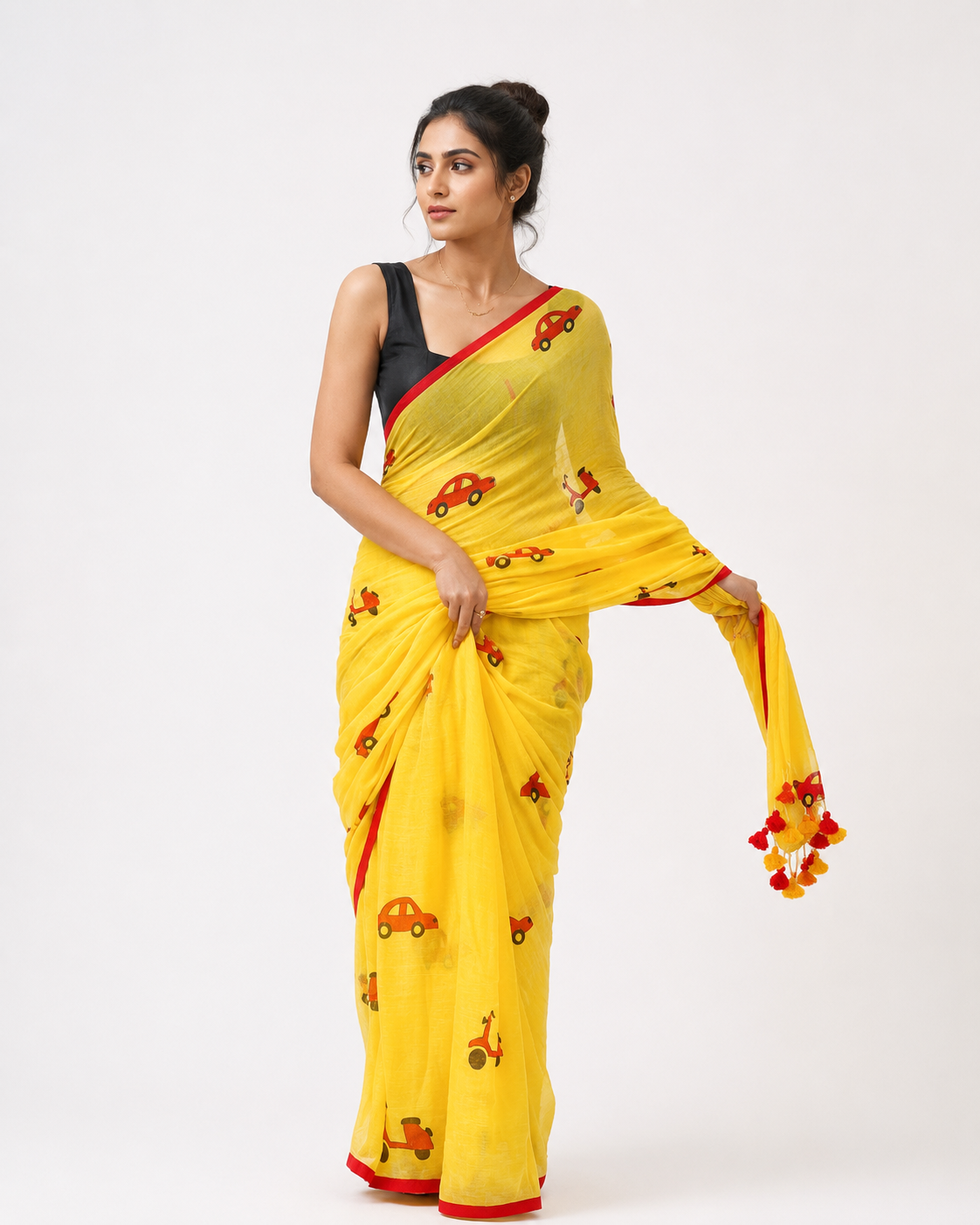 Laal Gaddi Mul Cotton Saree