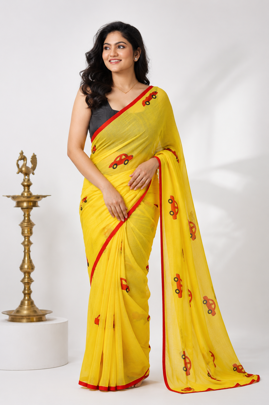 Laal Gaddi Mul Cotton Saree