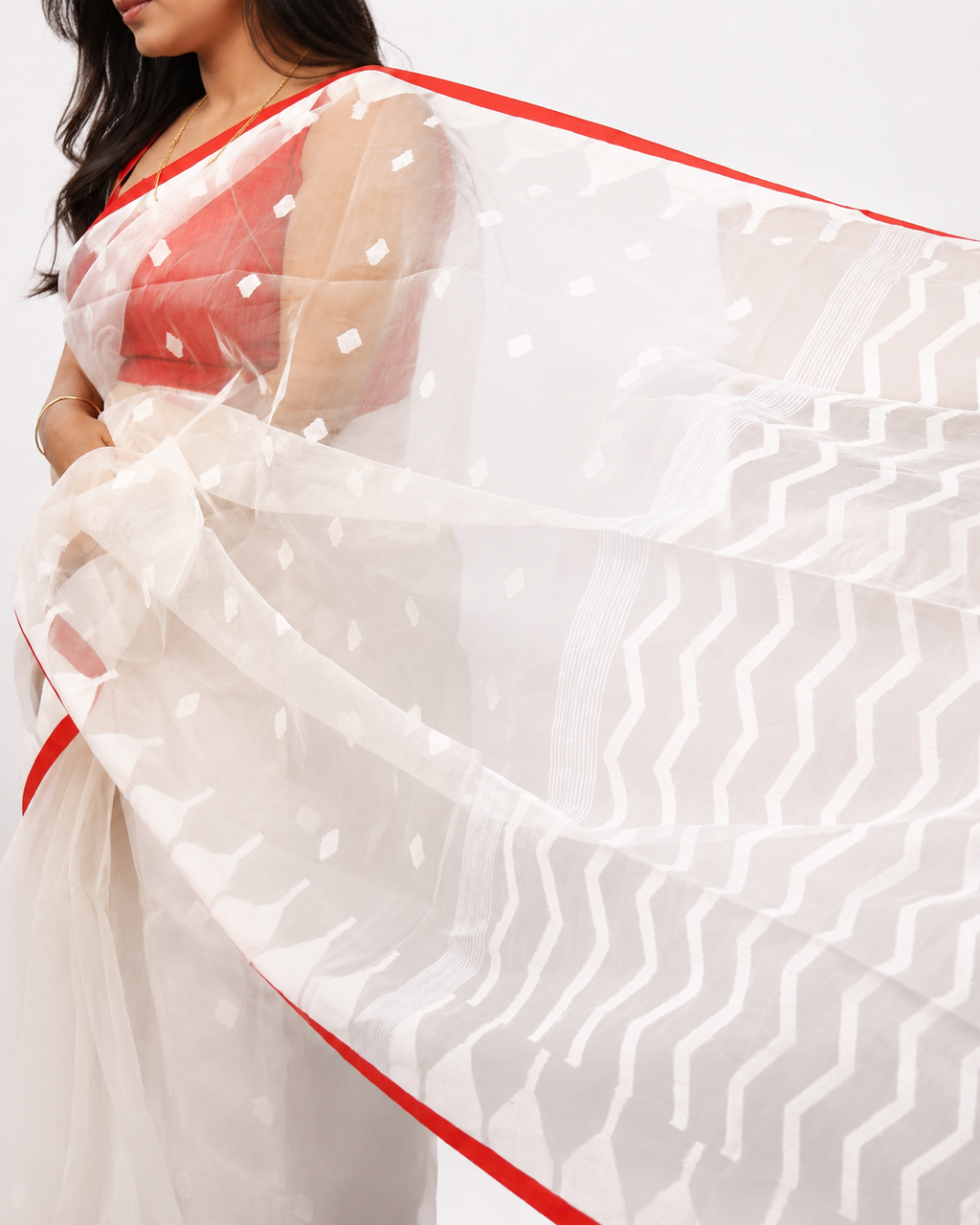 Mallika Muslin Jamdani Style Saree