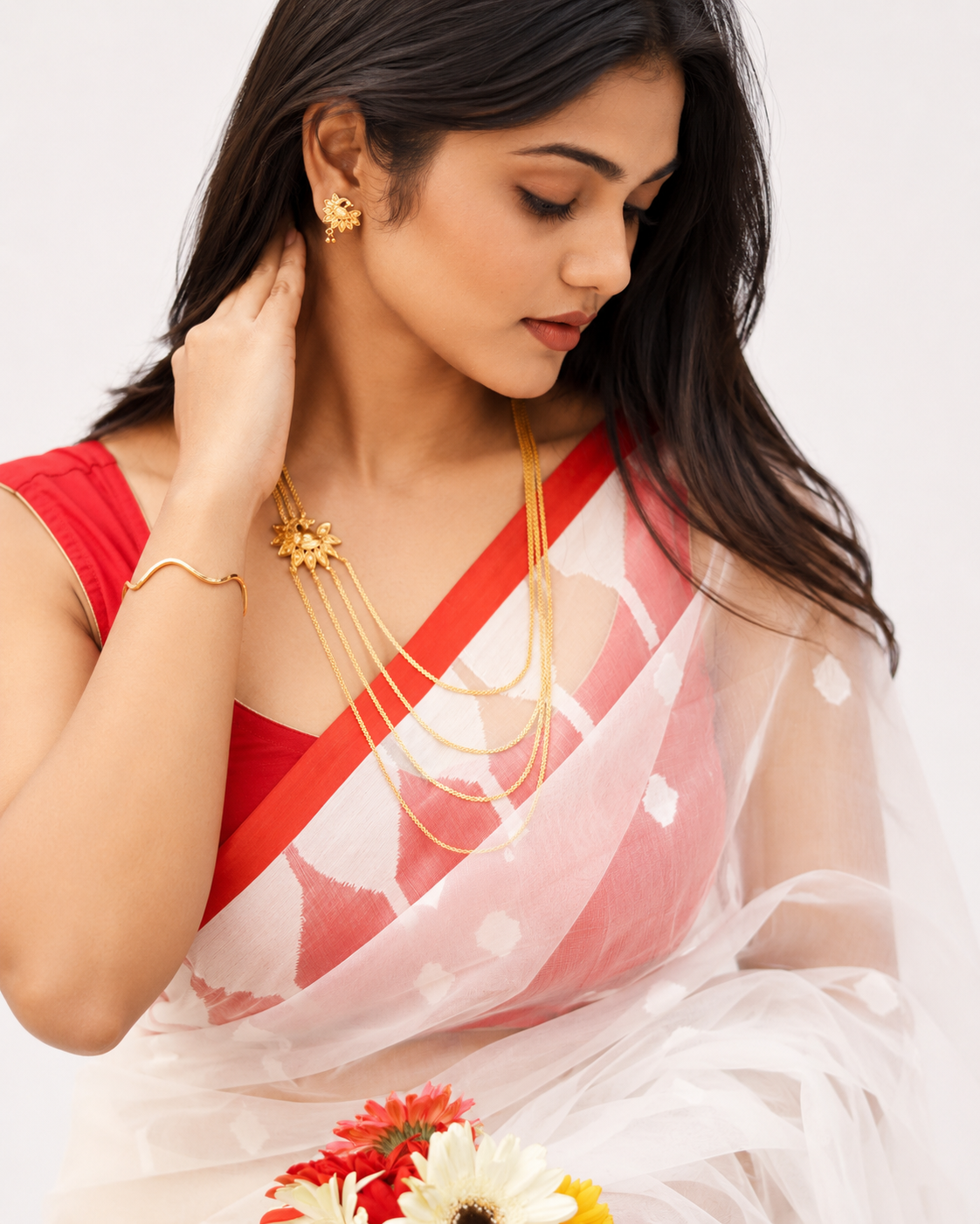Mallika Muslin Jamdani Style Saree
