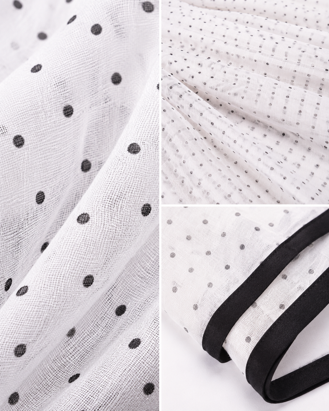 Moonlight Beam Polka Mul Cotton Saree In Black White
