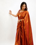 Raamya Tissue Silk Saree In Rusty Orange