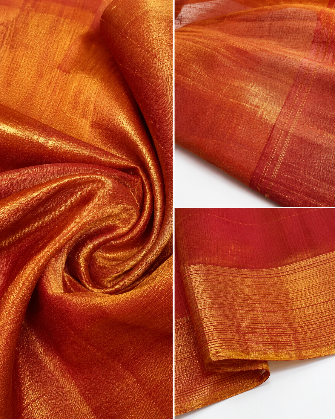 Raamya Tissue Silk Saree In Rusty Orange