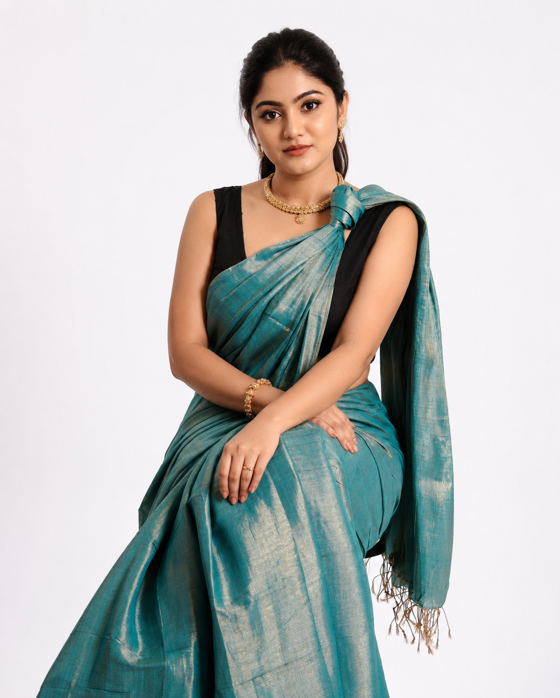 Raaya Tissue Silk Saree In Sea Green