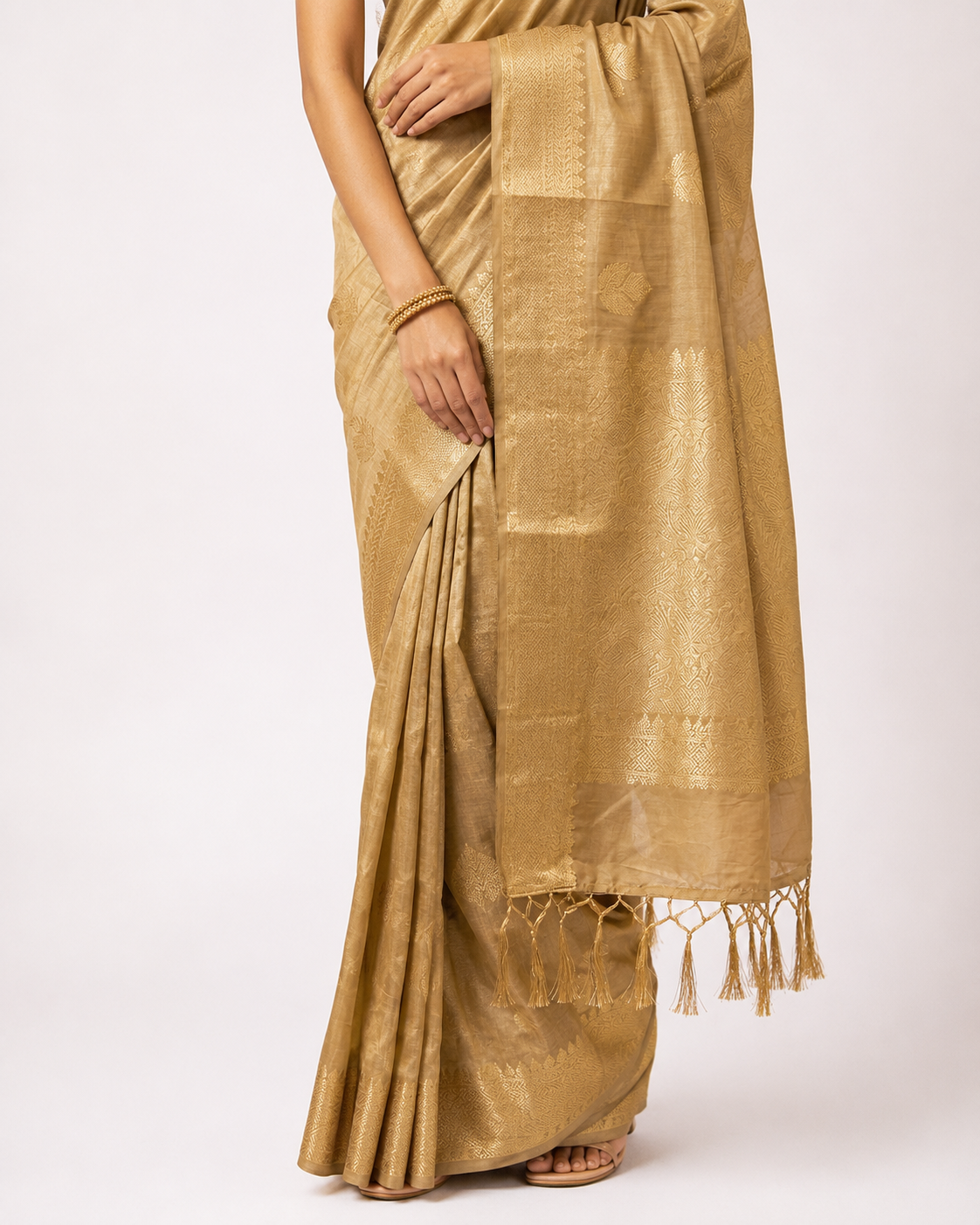Revathi Golden Monochrome Semi Tussar Silk Saree