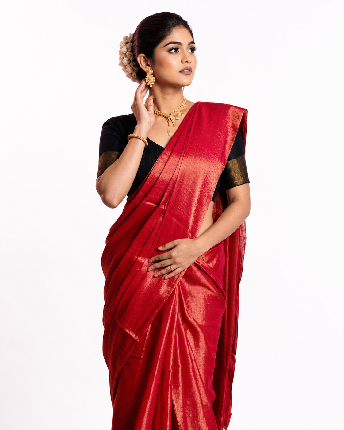 Saaumi Tissue Silk Saree In Rani Pink