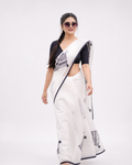 Sandra Resham Kota Gamcha Patchwork Saree In Black