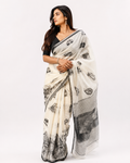 Sohortoli Black And White South Cotton Saree