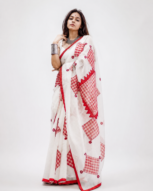 Sokhi Resham Kota Gamcha Patchwork Saree
