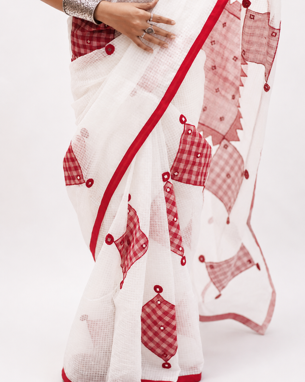 Sokhi Resham Kota Gamcha Patchwork Saree