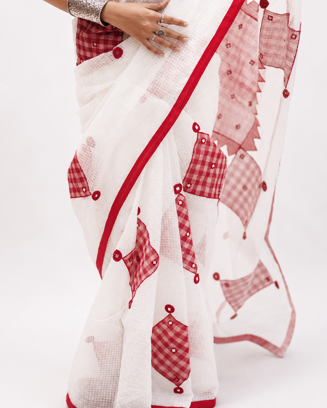 Sokhi Resham Kota Gamcha Patchwork Saree