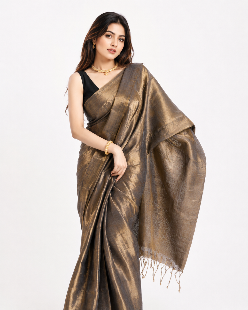 Taanya Tissue Silk Saree In Moonstone Grey