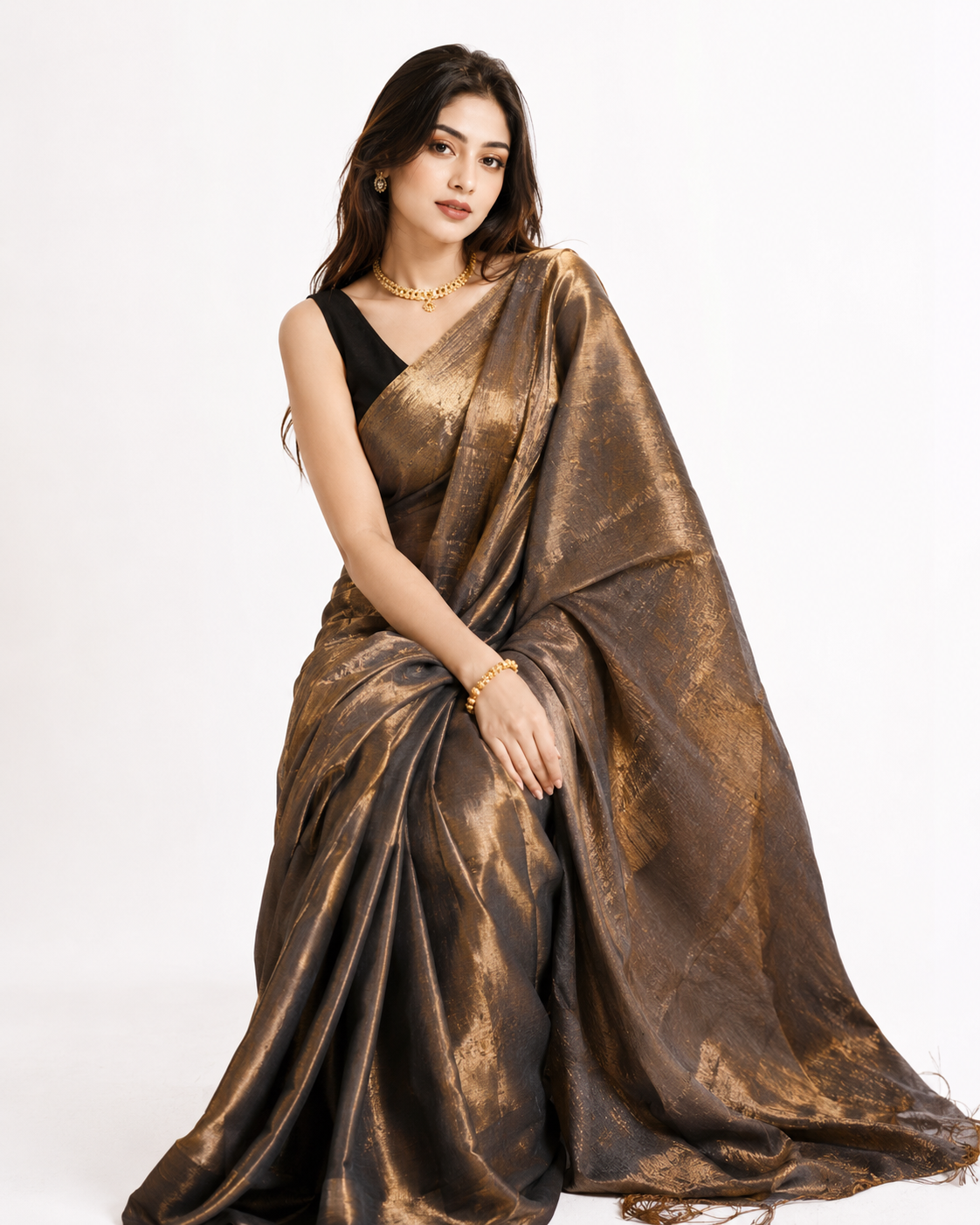 Taanya Tissue Silk Saree In Moonstone Grey