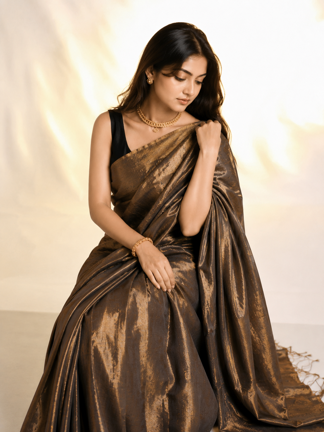 Taanya Tissue Silk Saree In Moonstone Grey