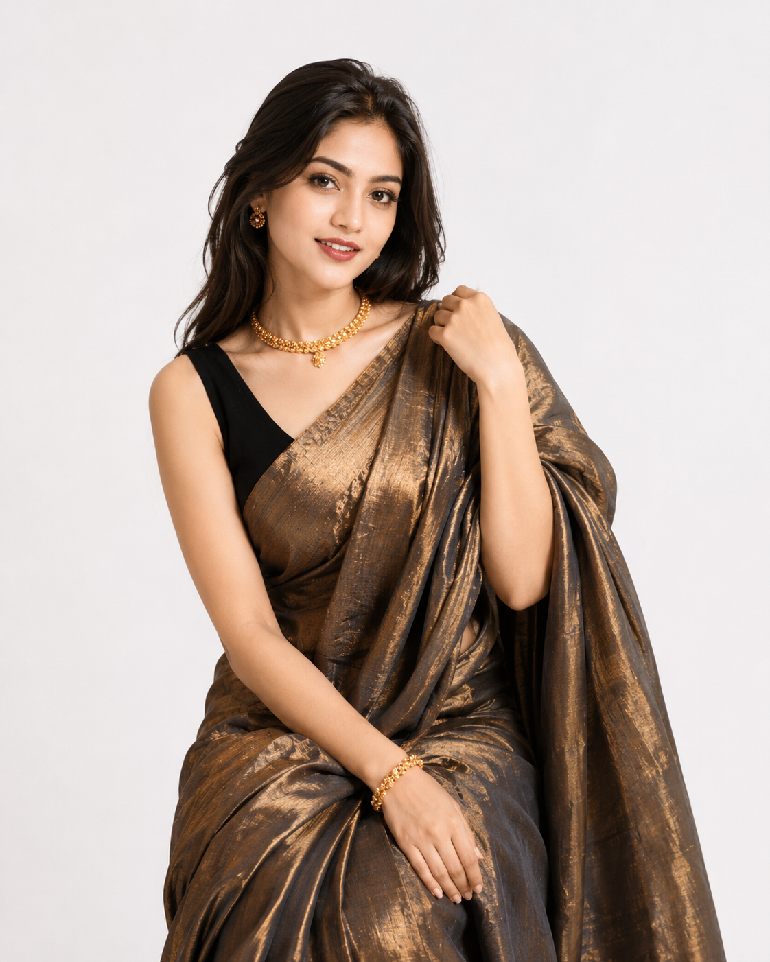 Taanya Tissue Silk Saree In Moonstone Grey