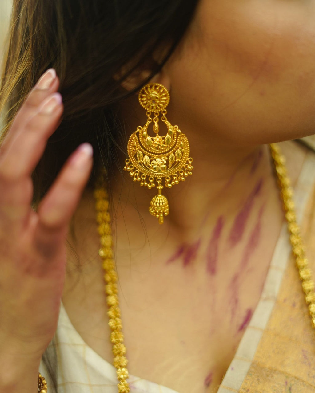 Pieu Chandbali Jhumko Drop Earrings